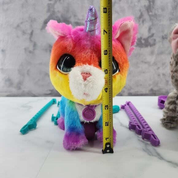 FurReal Friends Unicorn Cat & Gray Cat leash 2018 Hasbro walksalot toys works! - Picture 12 of 16
